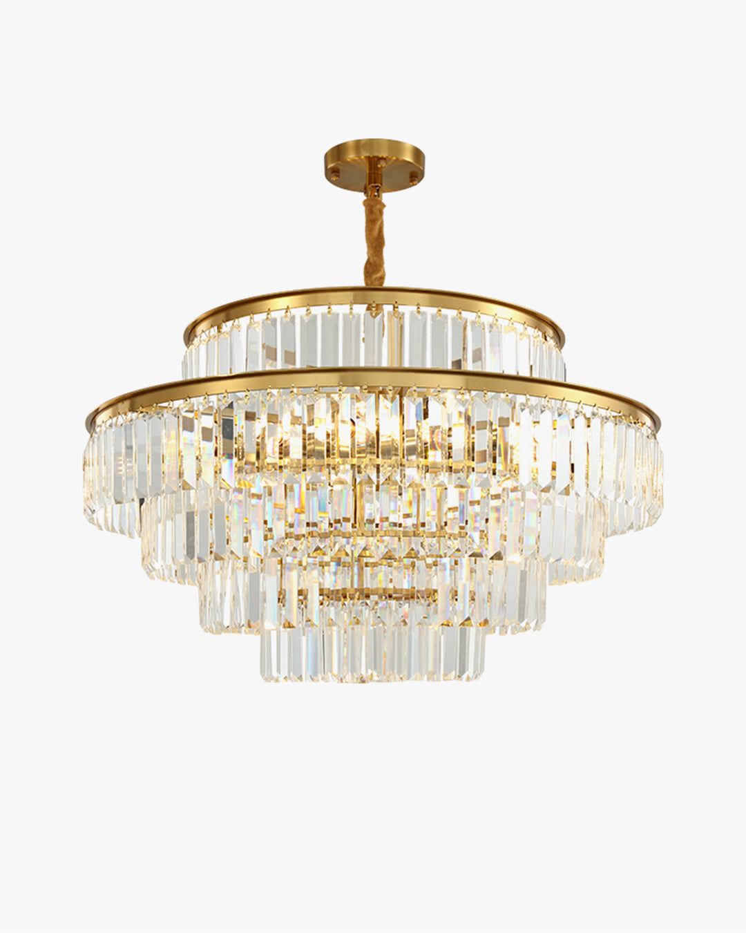 WOMO Tiered Gold Crystal Prism Chandelier-WM2653