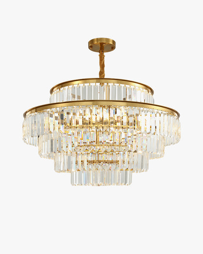 WOMO Tiered Gold Crystal Prism Chandelier-WM2653