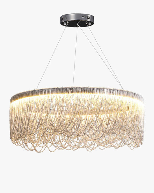 WOMO Silver Fringe Round Chandelier-WM2643