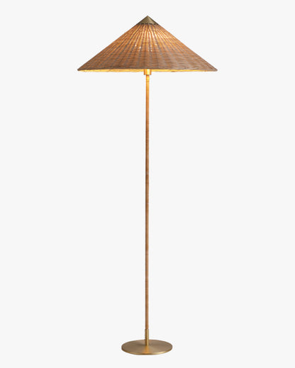 WOMO Rattan Fabric Cone Floor Lamp-WM7095