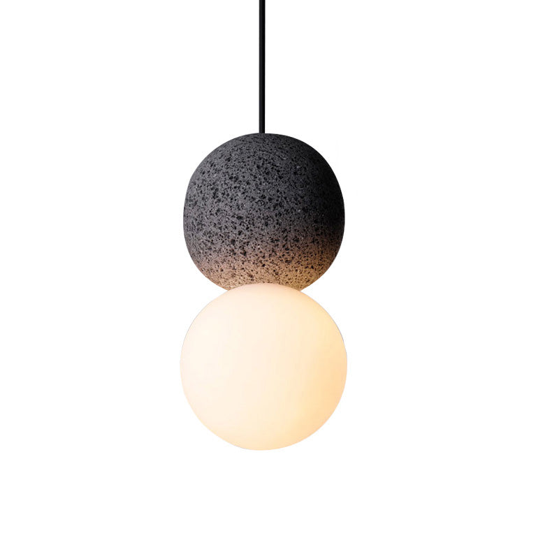 WOMO White & Black Glass Globe Pendant Light-WM2086