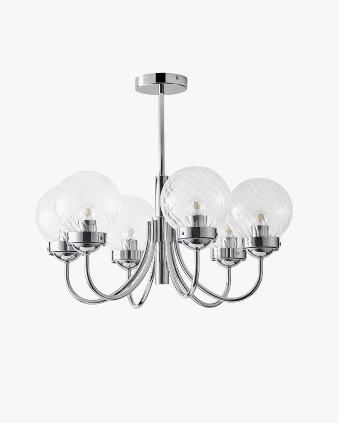 WOMO Textured Glass Chrome Arm Chandelier-WM2696