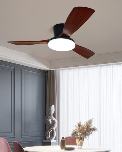 WOMO 3 Wood Blade Low Profile Ceiling Fan Lamp-WM5058