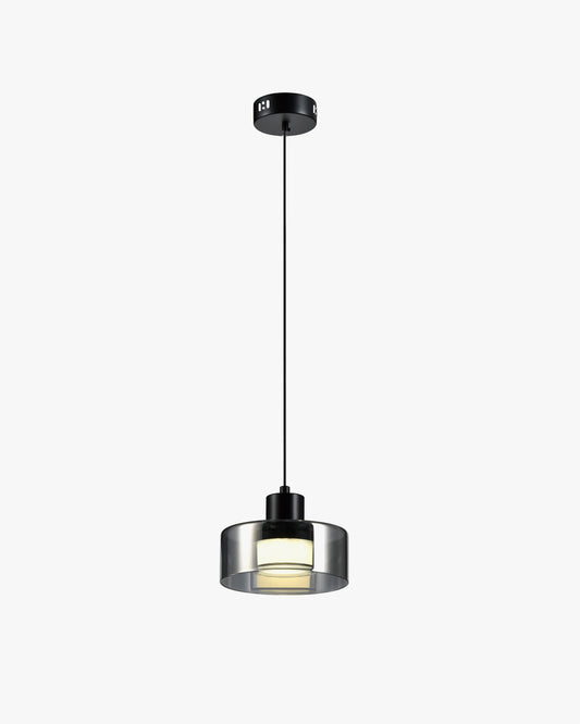 WOMO Black Glass Drum Pendant Light-WM2787