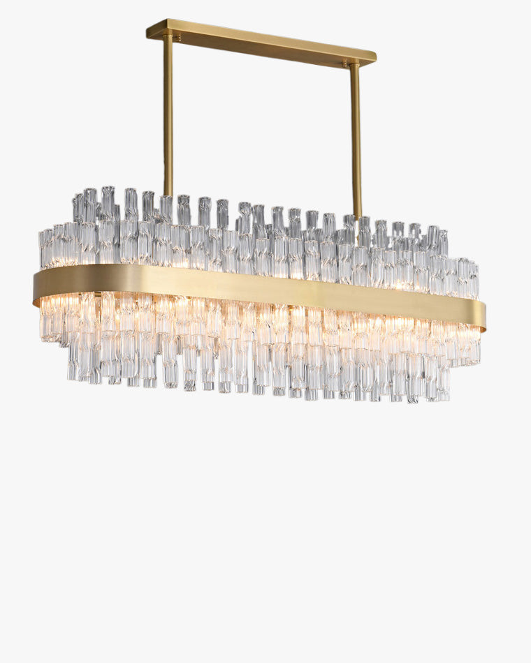 WOMO Gold Rectangular Crystal Chandelier-WM2548