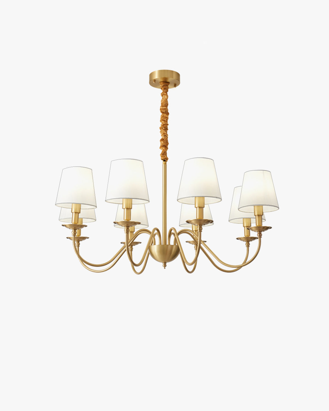 WOMO Gold Fabric Shaded Chandelier-WM2951