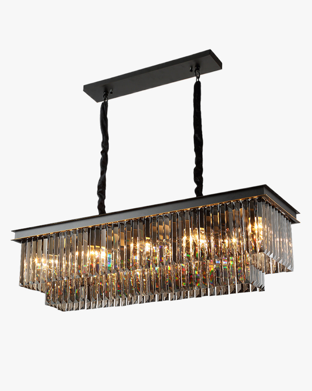 WOMO Smoked Crystal Rectangular Chandelier-WM2918