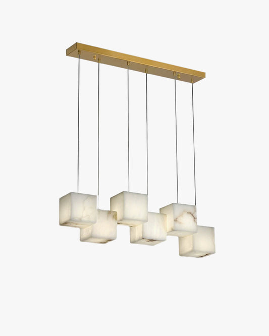 WOMO Cubic Staggered Alabaster Pendant Light-WM2852