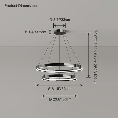 WOMO Black Circular Led Chandelier-WM2297