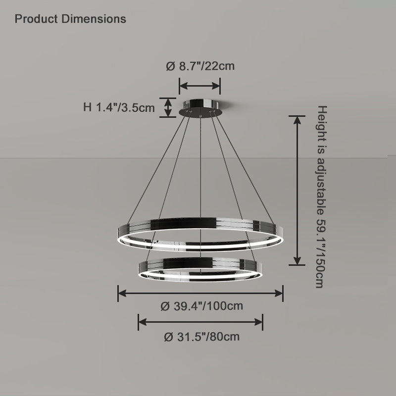 WOMO Black Circular Led Chandelier-WM2297