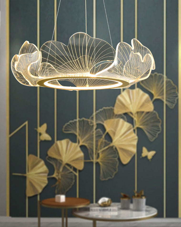 WOMO  Acrylic Ginkgo Leaf Chandelier - WM2000