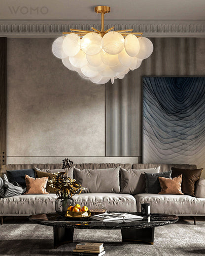 WOMO Tiered Textured Glass Cloud Chandelier-WM2005