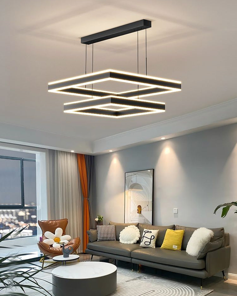 WOMO Tiered Black Square Chandelier-WM2016