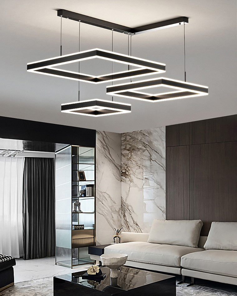 WOMO Tiered Black Square Chandelier-WM2016