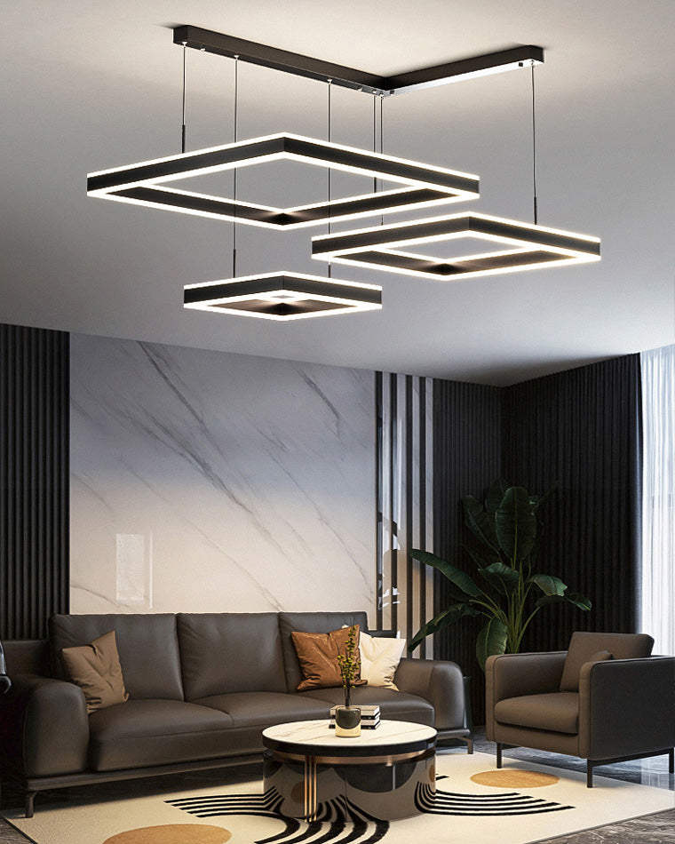 WOMO Tiered Black Square Chandelier-WM2016