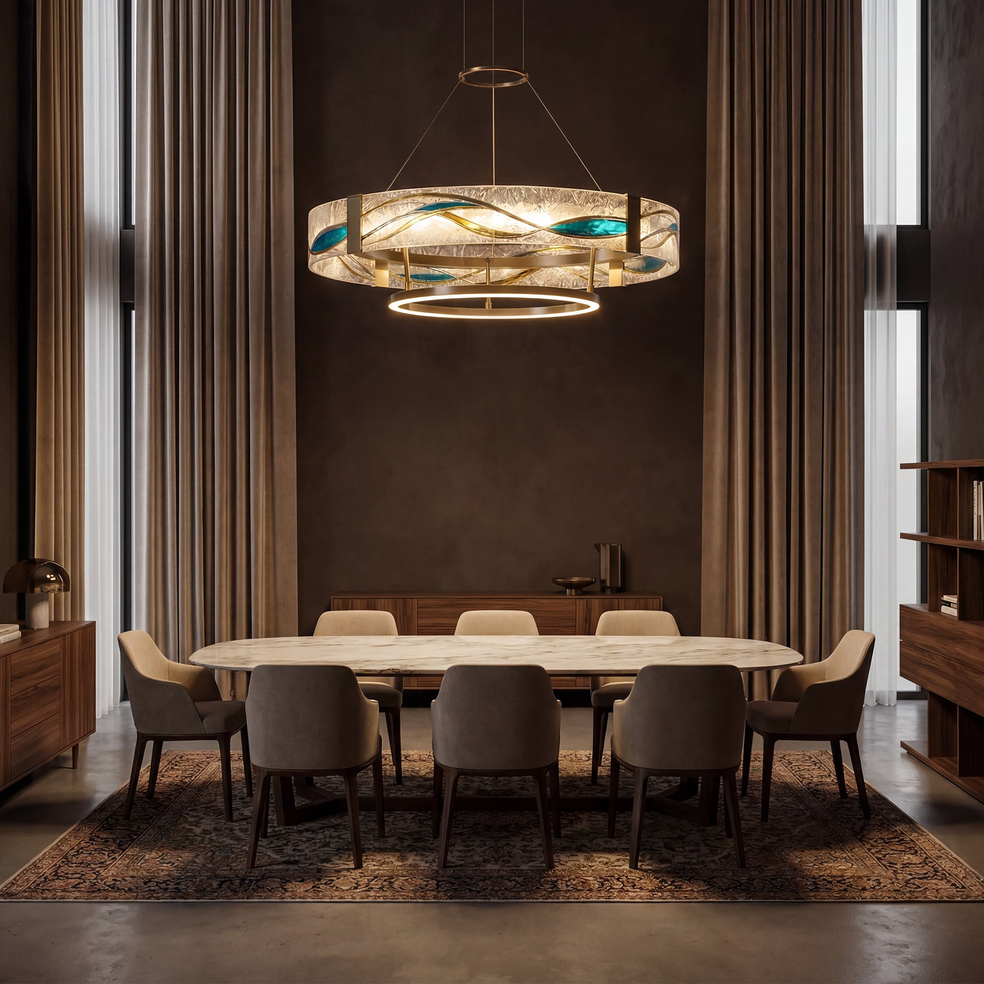 WOMO Enamel Round Brass Chandelier-WM2335