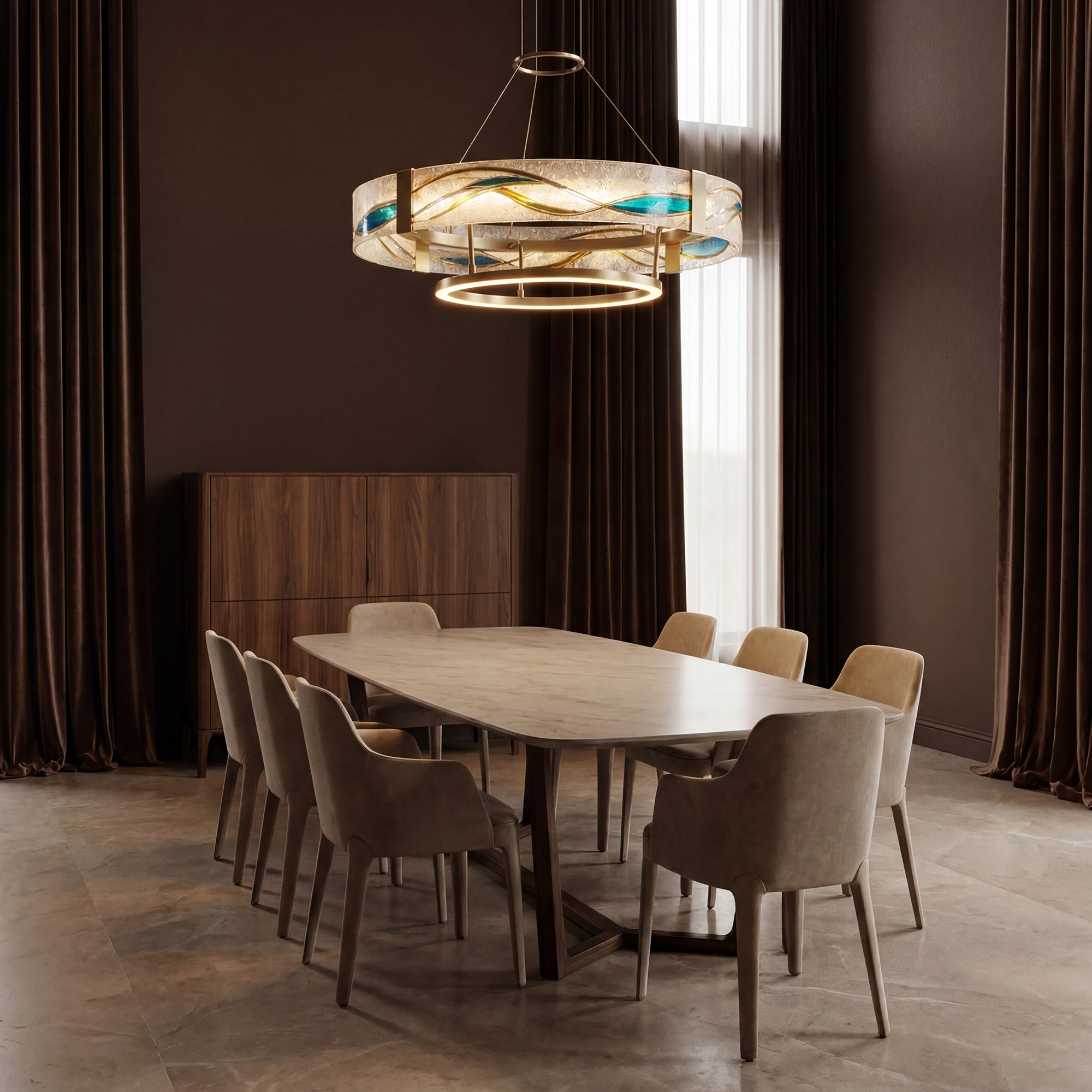 WOMO Enamel Round Brass Chandelier-WM2335