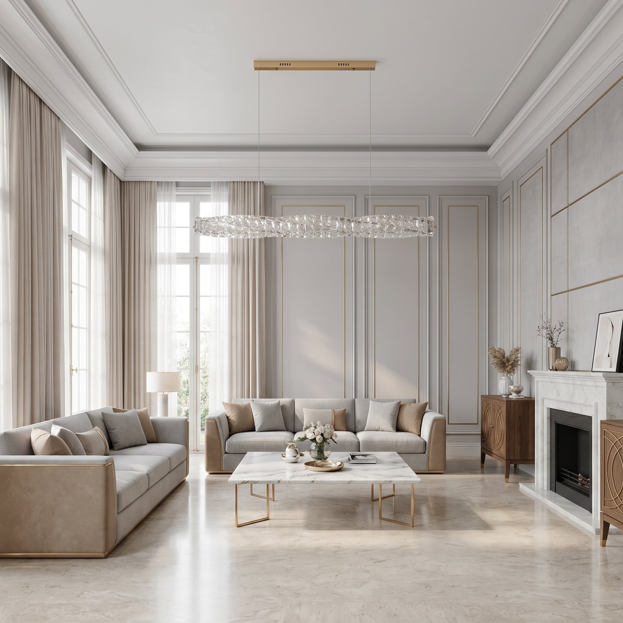WOMO Twist Linear Crystal Chandelier-WM2193