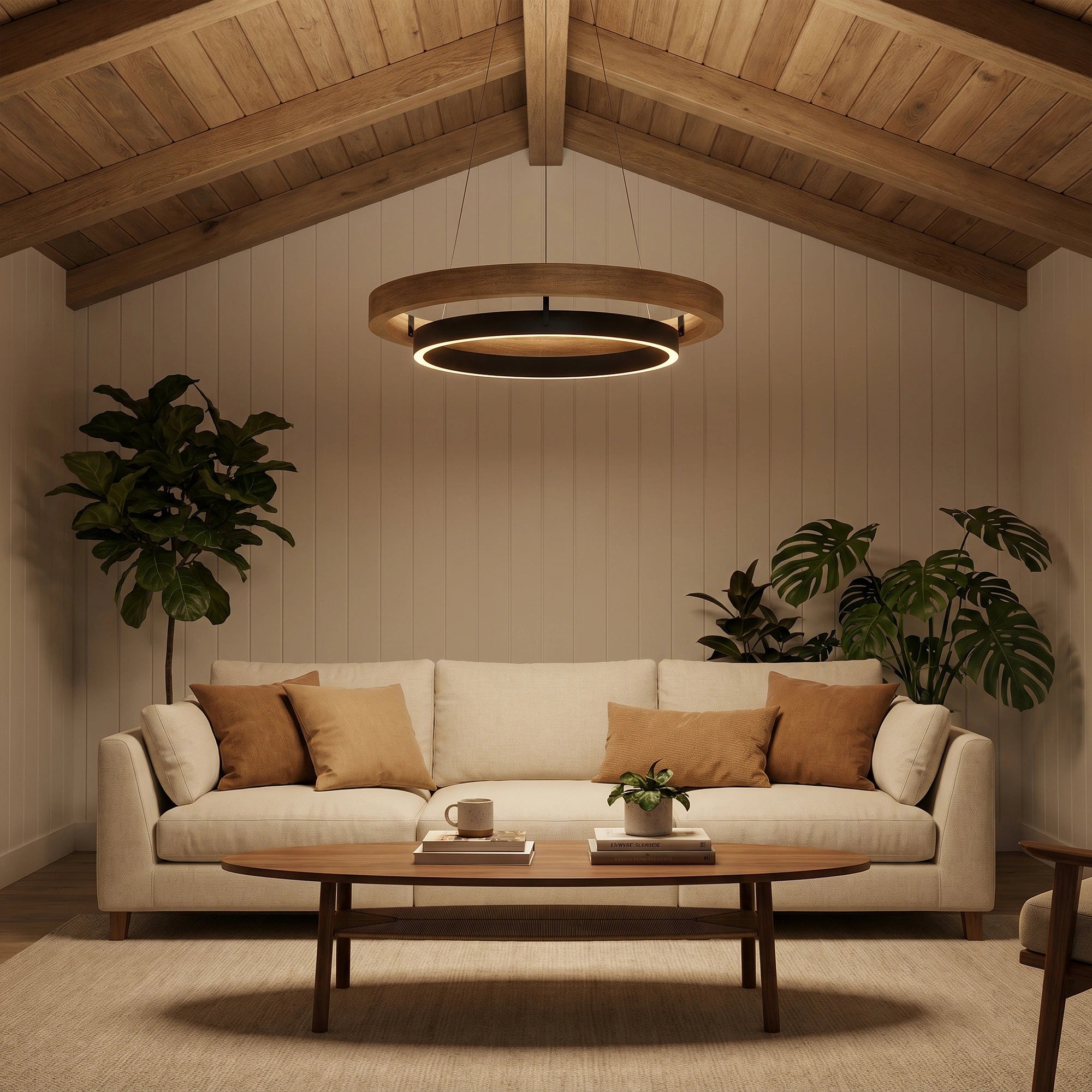 WOMO Circular Wood Led Chandelier-WM2492