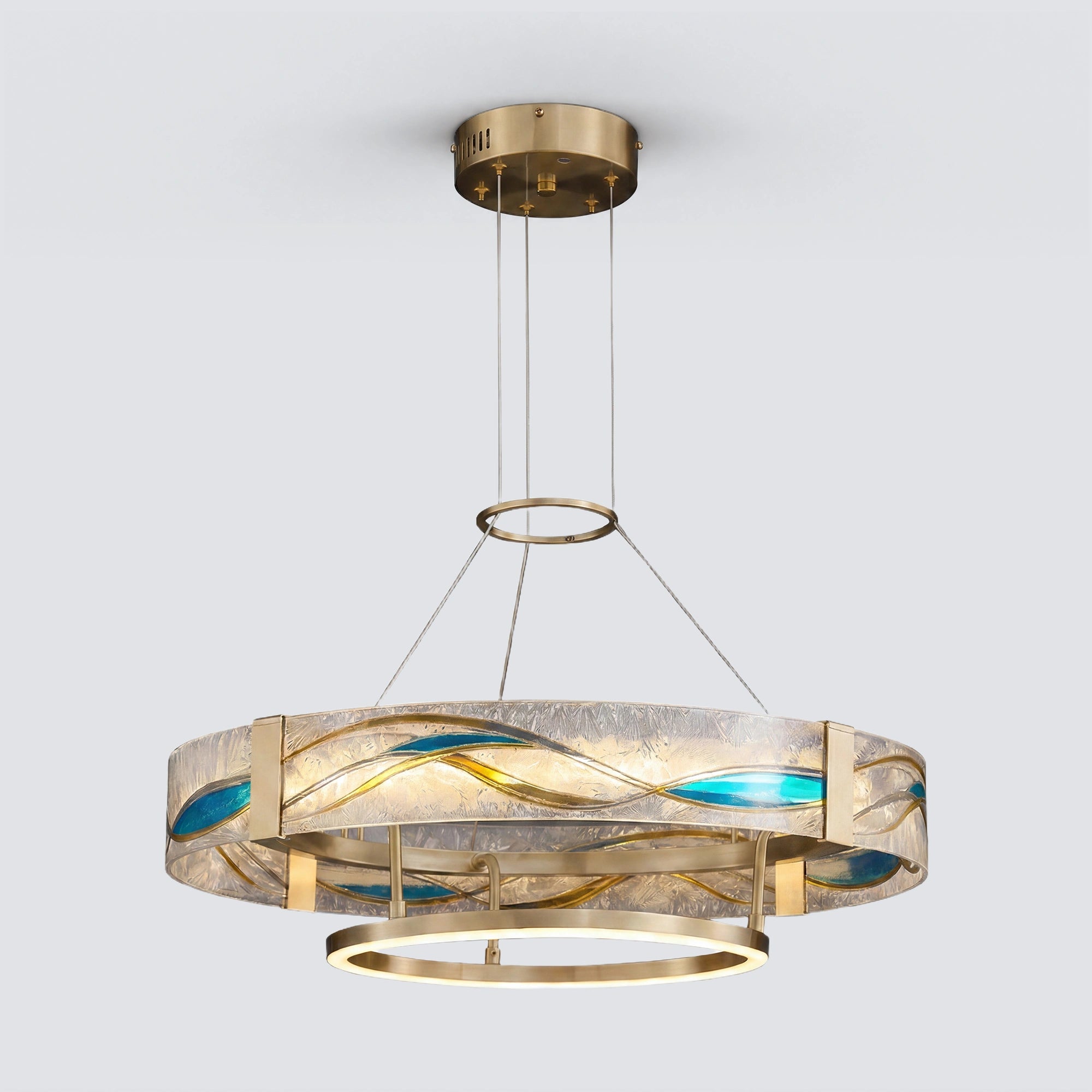WOMO Enamel Round Brass Chandelier-WM2335
