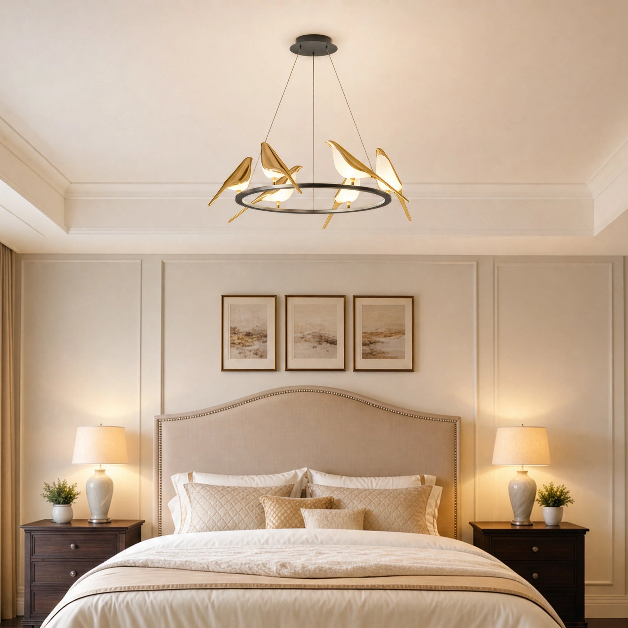 WOMO Gold Bird Round Chandelier-WM2512d