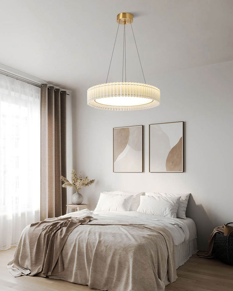 WOMO Round Pleated Fabric Pendant Light-WM2050