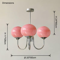 WOMO Pink Glass Globe Arm Chandelier-WM2052