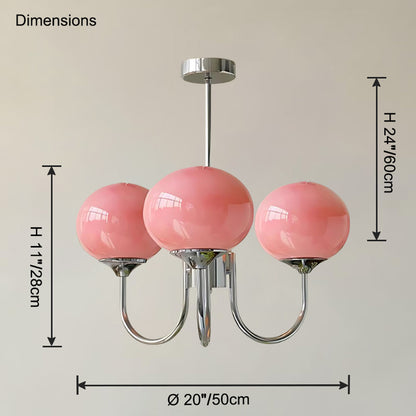 WOMO Pink Glass Globe Arm Chandelier-WM2052