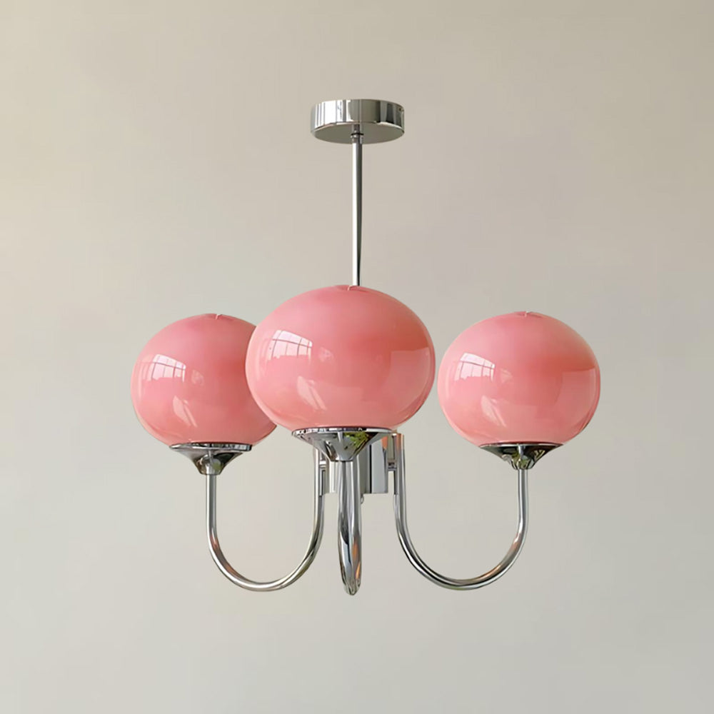 WOMO Pink Glass Globe Arm Chandelier-WM2052