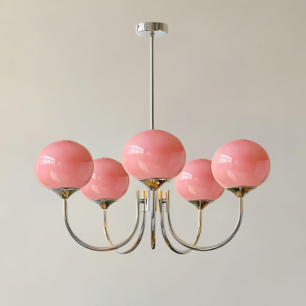 WOMO Pink Glass Globe Arm Chandelier-WM2052