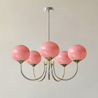 WOMO Pink Glass Globe Arm Chandelier-WM2052