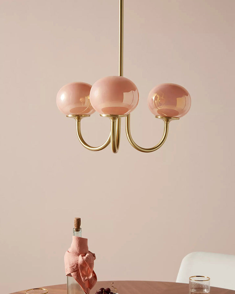 WOMO Pink Glass Globe Arm Chandelier-WM2052