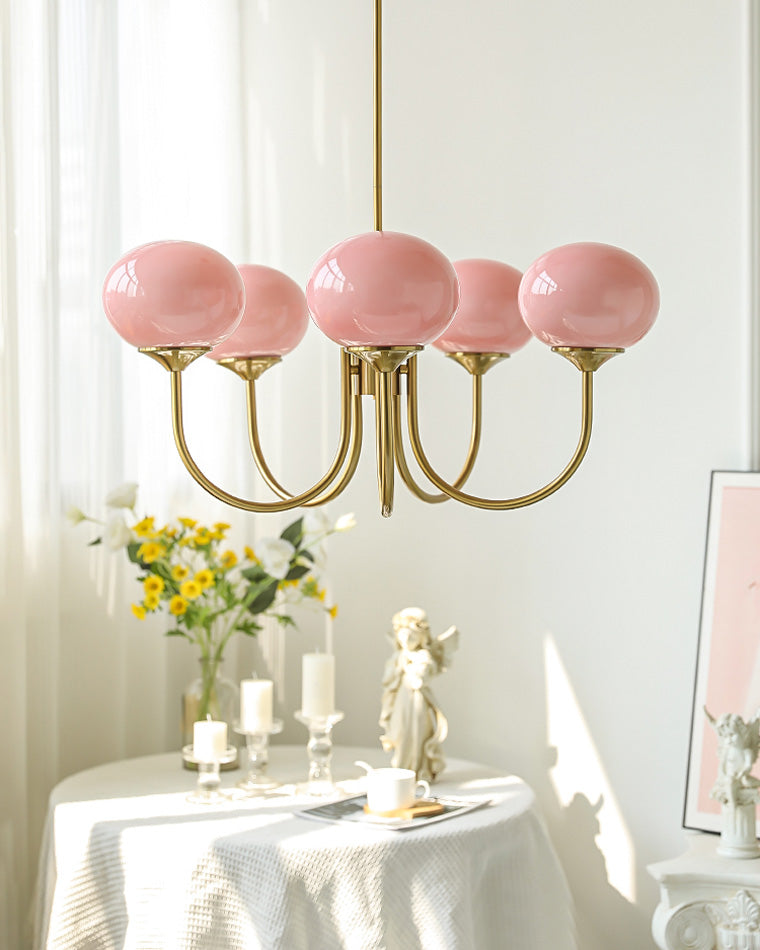 WOMO Pink Glass Globe Arm Chandelier-WM2052