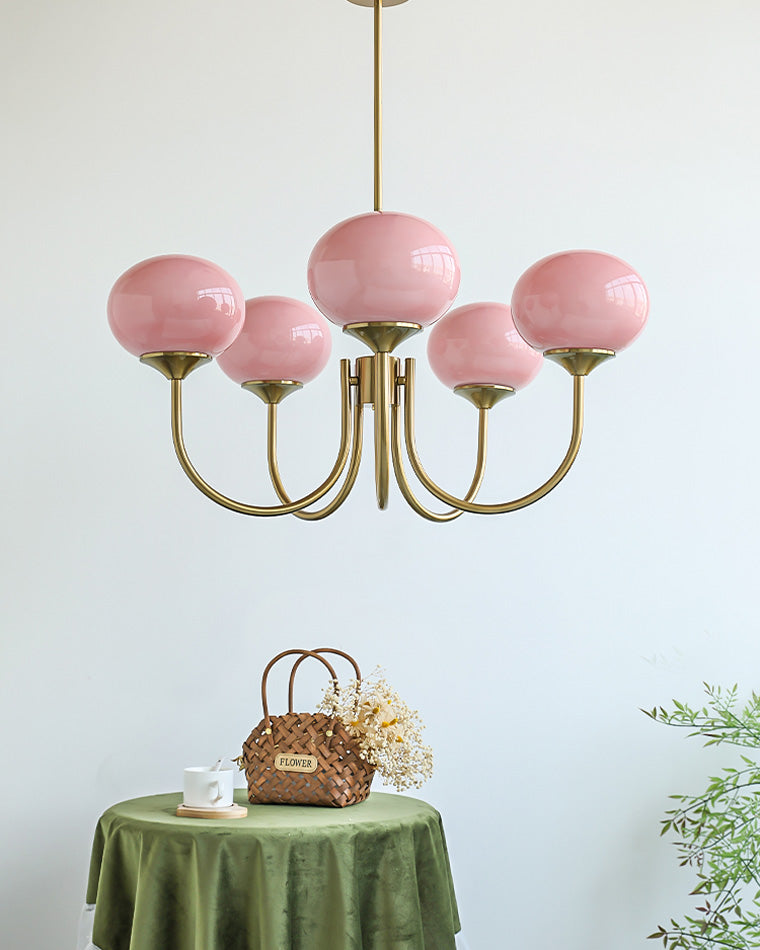 WOMO Pink Glass Globe Arm Chandelier-WM2052