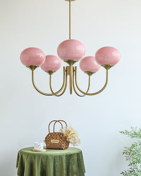 WOMO Pink Glass Globe Arm Chandelier-WM2052