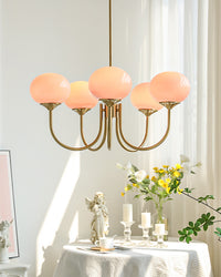 WOMO Pink Glass Globe Arm Chandelier-WM2052