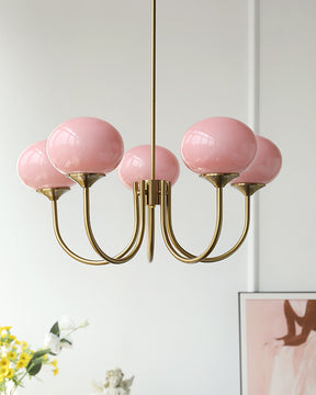 WOMO Pink Glass Globe Arm Chandelier-WM2052