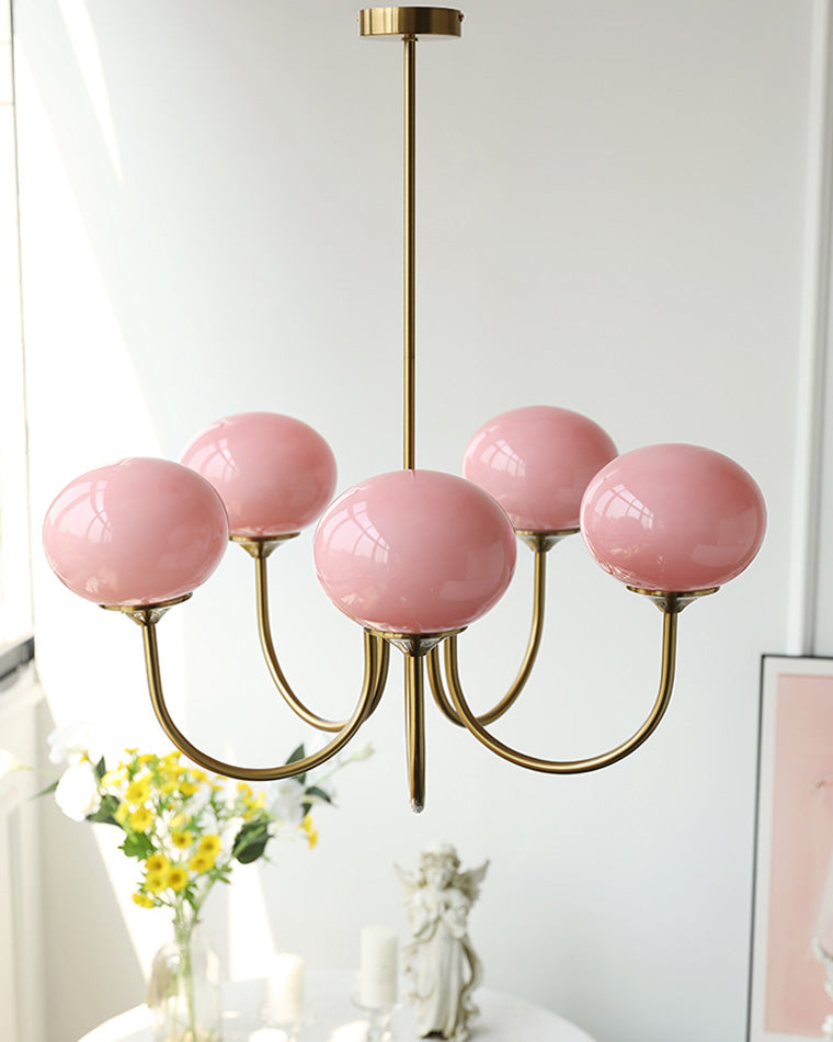 WOMO Pink Glass Globe Arm Chandelier-WM2052