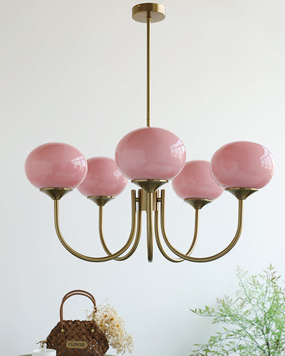 WOMO Pink Glass Globe Arm Chandelier-WM2052