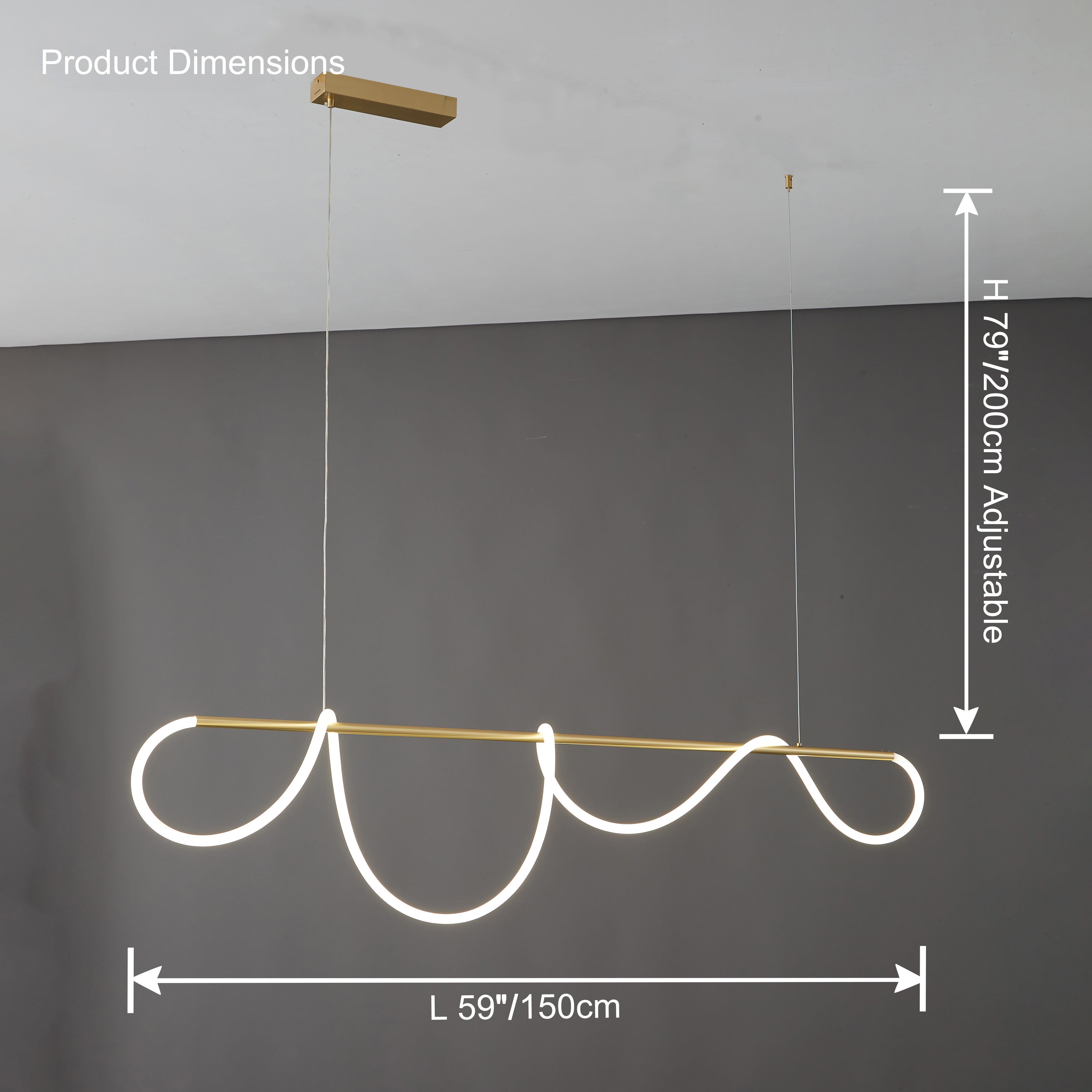 WOMO Rope Led Linear Brass Chandelier-WM2059a