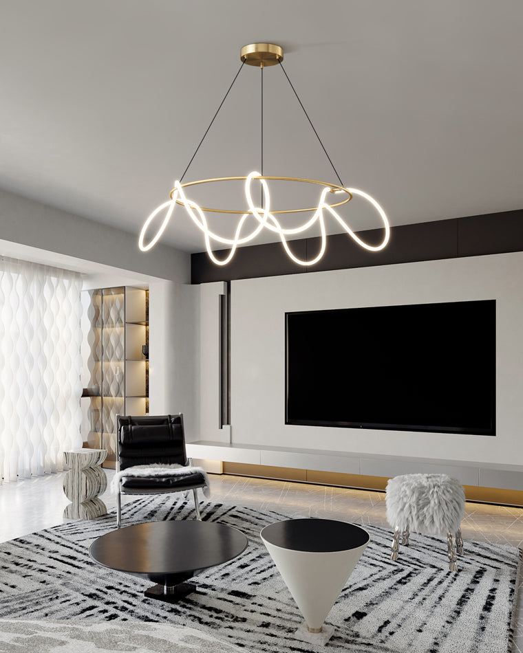 WOMO Hose LED Linear/Circular Brass Chandelier-WM2059