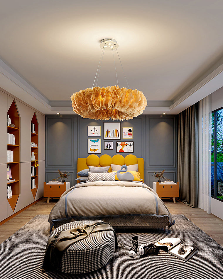 WOMO Feather Round Pendant Light-WM2060