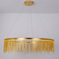 Full gold 39-inch chandelier on a white background, presenting the collection’s broadest ring as a dramatic focal point in interior design for generous rooms.