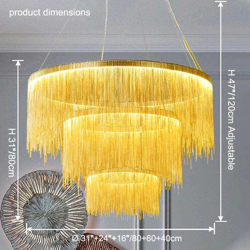 WOMO Tiered Fringe Chandelier-WM2062c