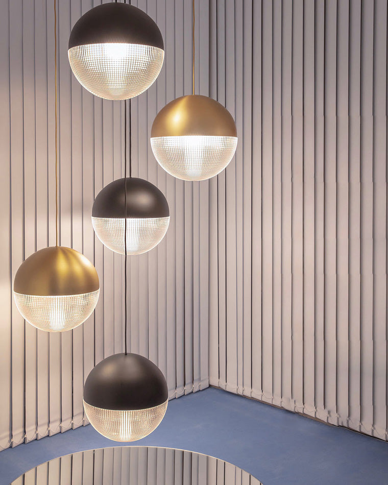 WOMO Prismatic/Milk Glass Globe Pendant Light-WM2065