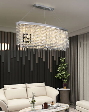 WOMO 2-Tier Round/Rectangular Crystal Chandelier-WM2071