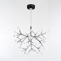Black 45+1-light Firefly living room chandelier with canopy illumination, balancing magical ambience with enhanced functional brightness.