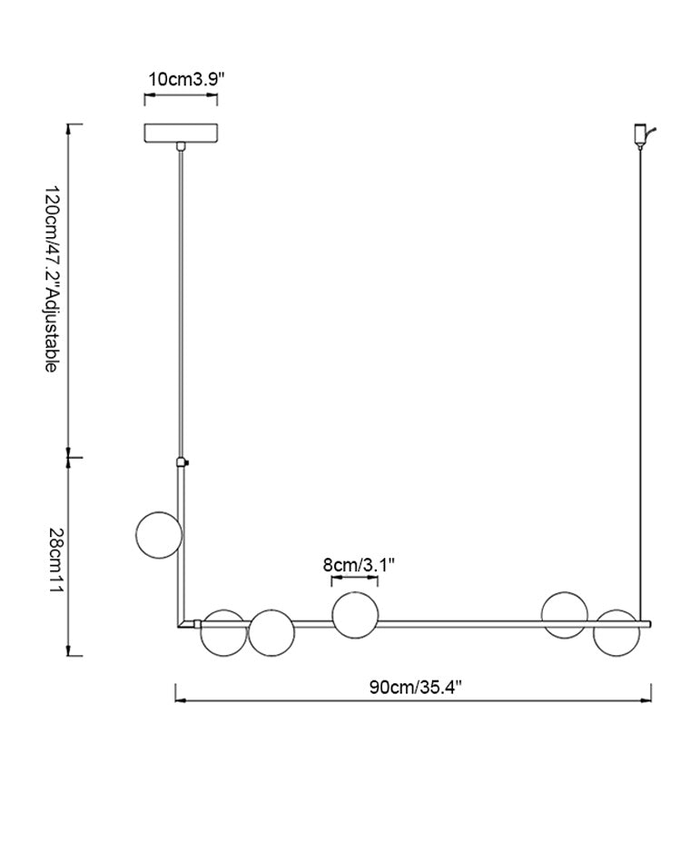 WOMO Linear Glass Globe Chandelier-WM2090