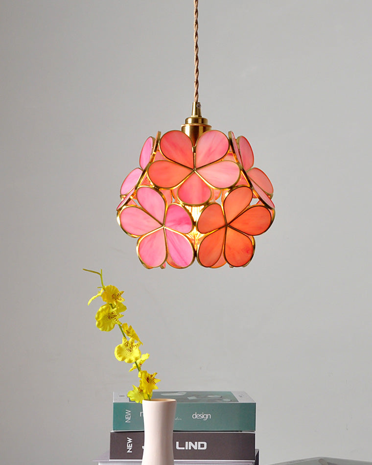 WOMO Cherry Blossom Stained Glass Pendant Light-WM2100