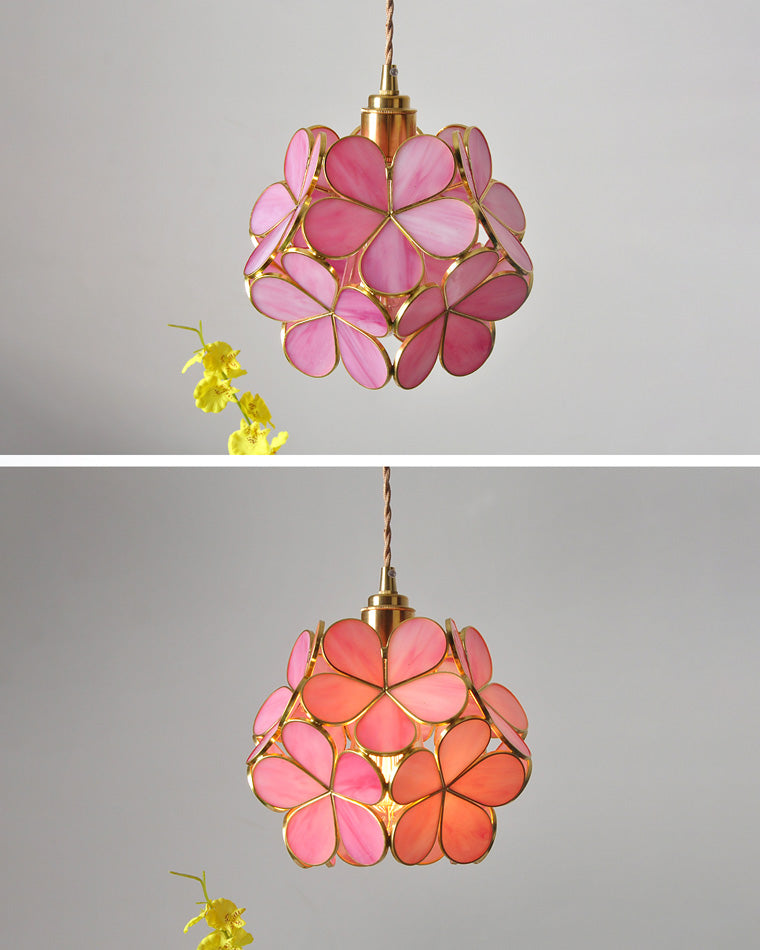 WOMO Cherry Blossom Stained Glass Pendant Light-WM2100